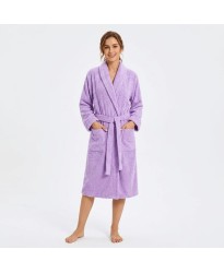 Bathrobe in 100% Cotton Soft Lilac